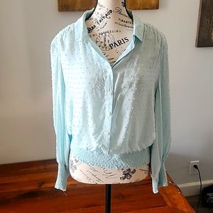 Anthropologie Light Blue Textured Blouse